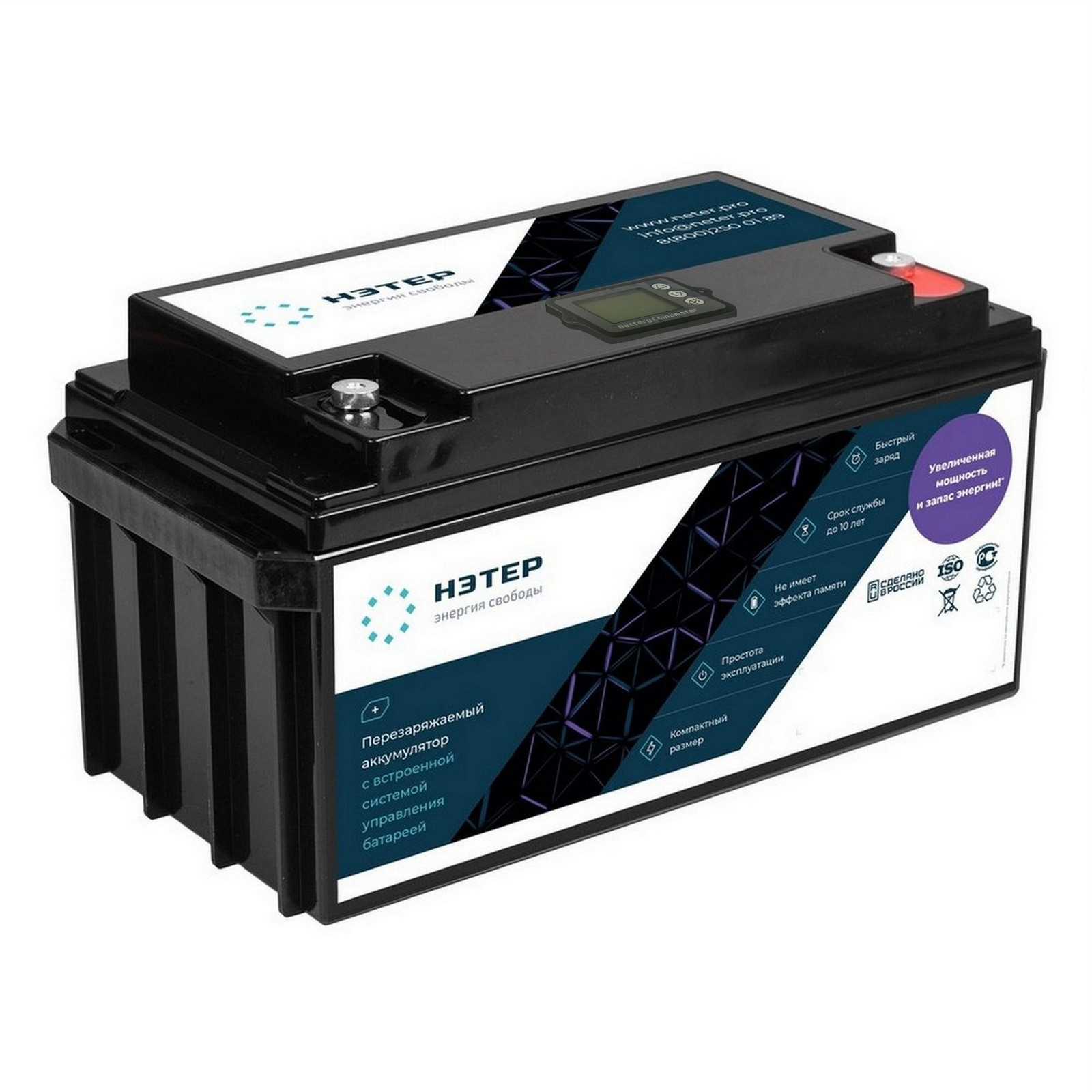 Аккумулятор LiFePO4 12V 80Ah НЭТЕР с кулонометром (LFP4-12.8_80-40P10ac)