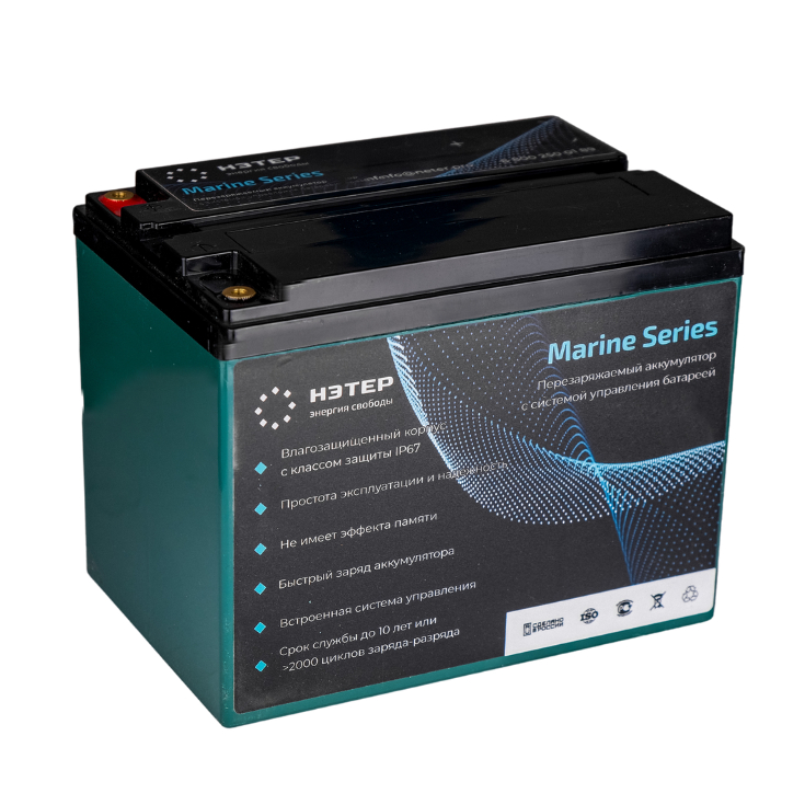 Аккумулятор LiFePO4 12V 72Ah НЭТЕР Marine для лодочных электромоторов (LFP4-12.8_72-40P9)