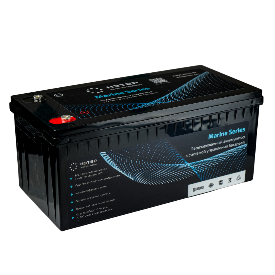 Аккумулятор LiFePO4 12V 100Ah НЭТЕР Marine для лодочных электромоторов (LFP4-12.8_100-60P13)