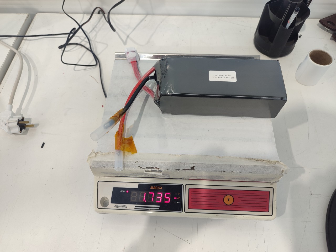 Аккумулятор 25000mAh, LP55576190, 22.2V, 6S1P, 5C/10C, AWG22 105мм, JST-XHR-7P, AWG22 110мм, XT90-S